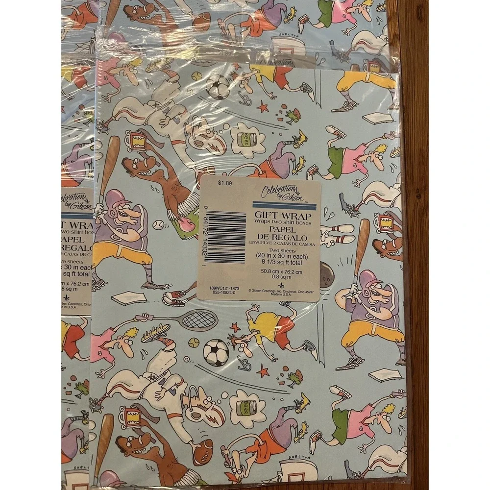 Vtg Birthday Celebration Gift Wrap Art‎ By Skelton Sports Celebrations By Gibson